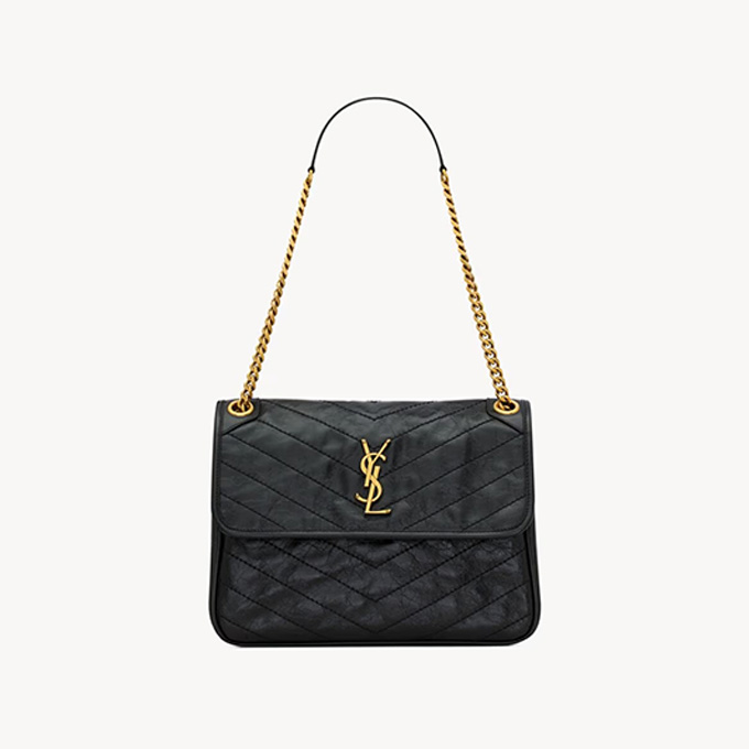 ysl niki tripouch vintage crinkled leather shoulder bag